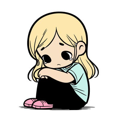 a girl sitting sad
