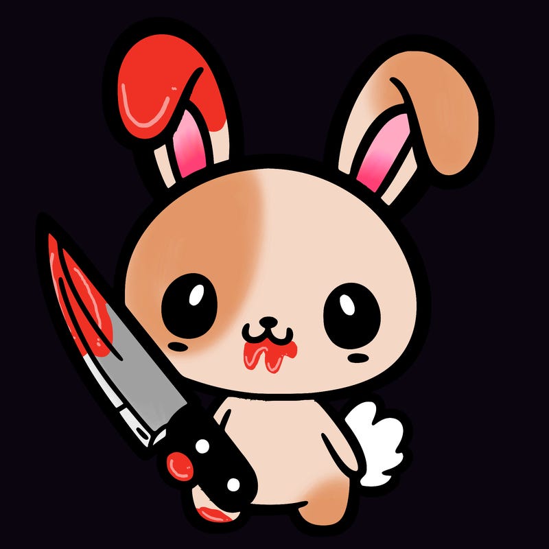 cute bunny holding a knife halloween