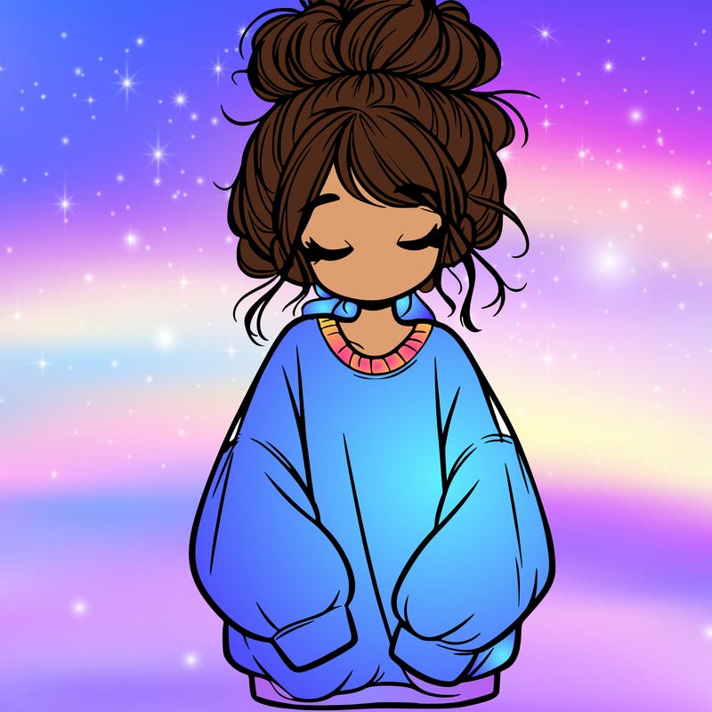 girl with baggy sweatshirt and messy bun