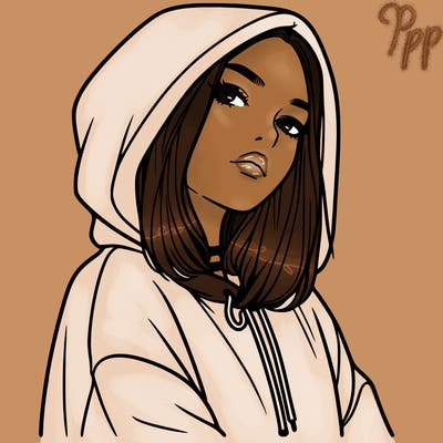 a realistic girl in a hoodie