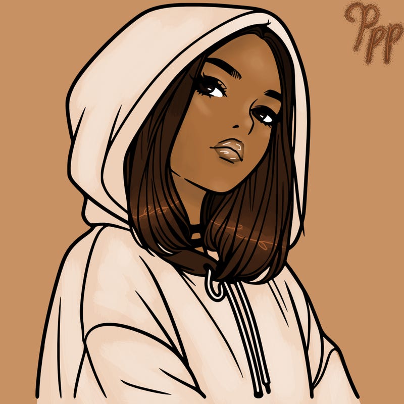 a realistic girl in a hoodie