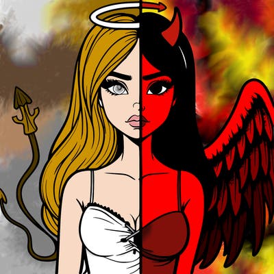 devil vs angel realistic girl