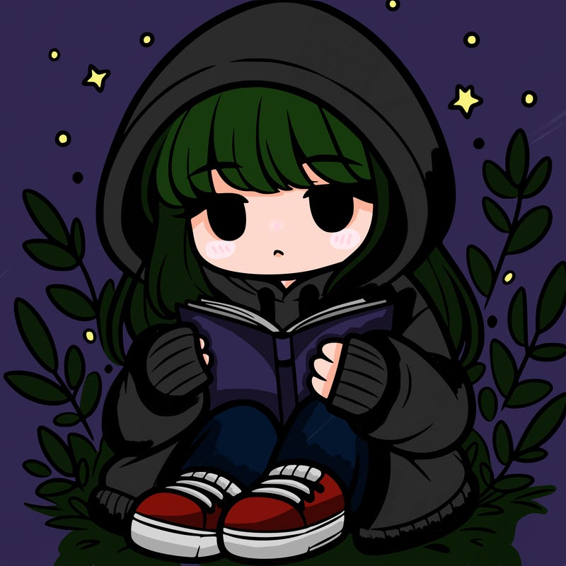 girl in oversized hoodie reading a book