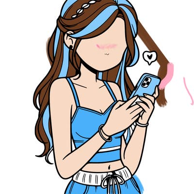 girl with crop top texting on her phone