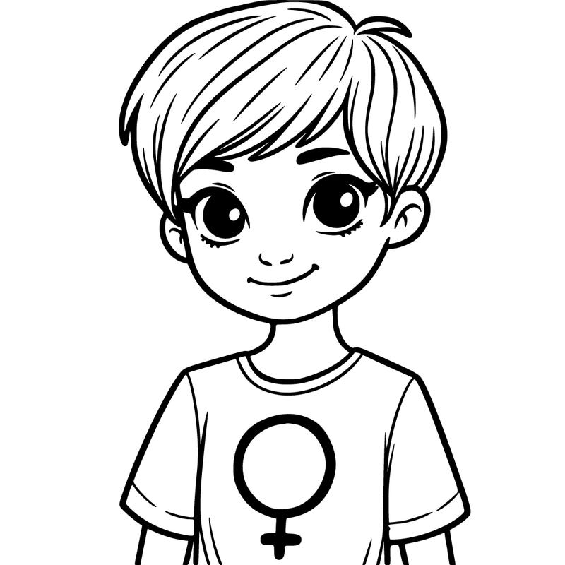 girl with pixie cut and feminist shirt