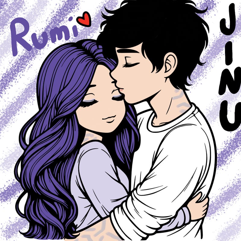 a realistic couple boy and girl hugging and kissing