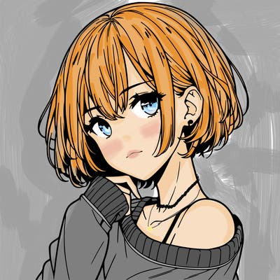cool anime girl with short hair