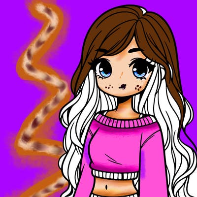 girl with long hair and a crop top with a sweater