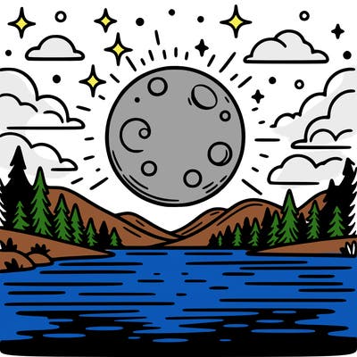 moonlight shining on a lake