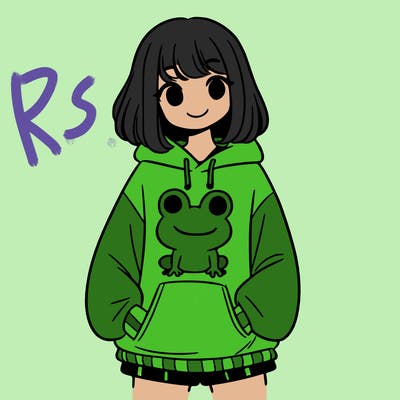 girl with frog sweatshirt