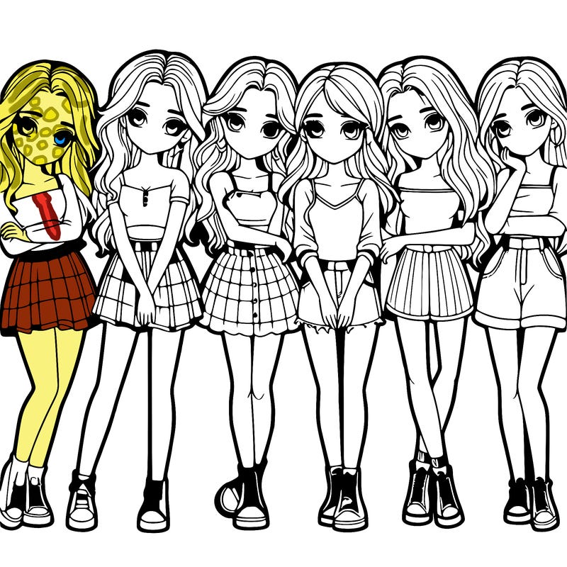 a group of girls realistic