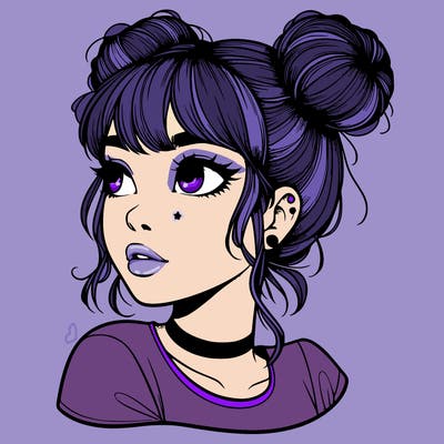 realistic girl with spacebuns