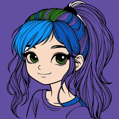 realistic girl with ponytail