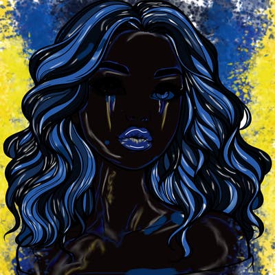 realistic girl with wavy hair and lips