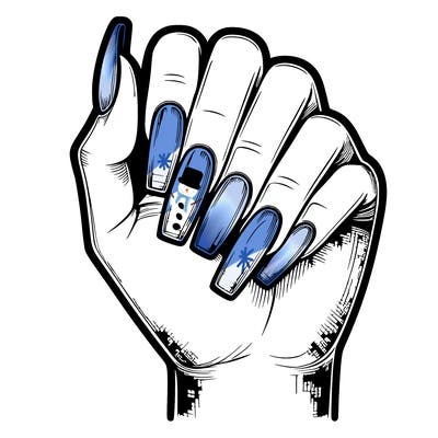 realistic hand with square nails