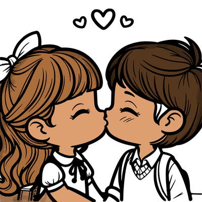 boy and girl kissing