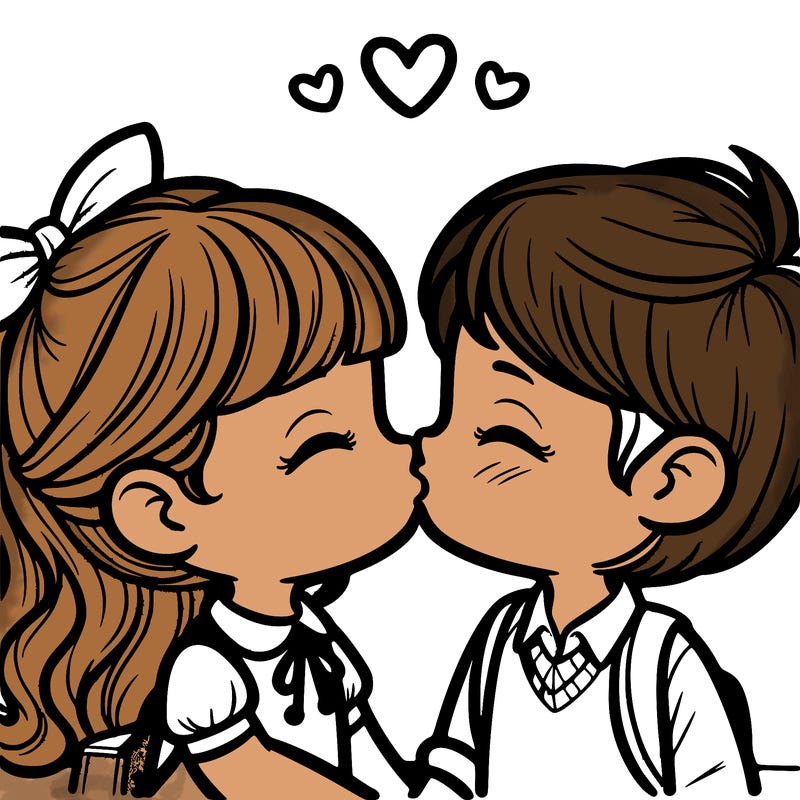boy and girl kissing
