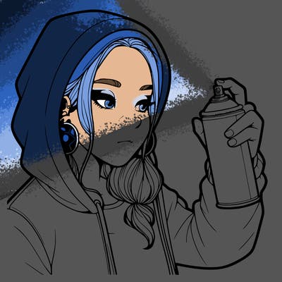 a realistic girl, spray painting