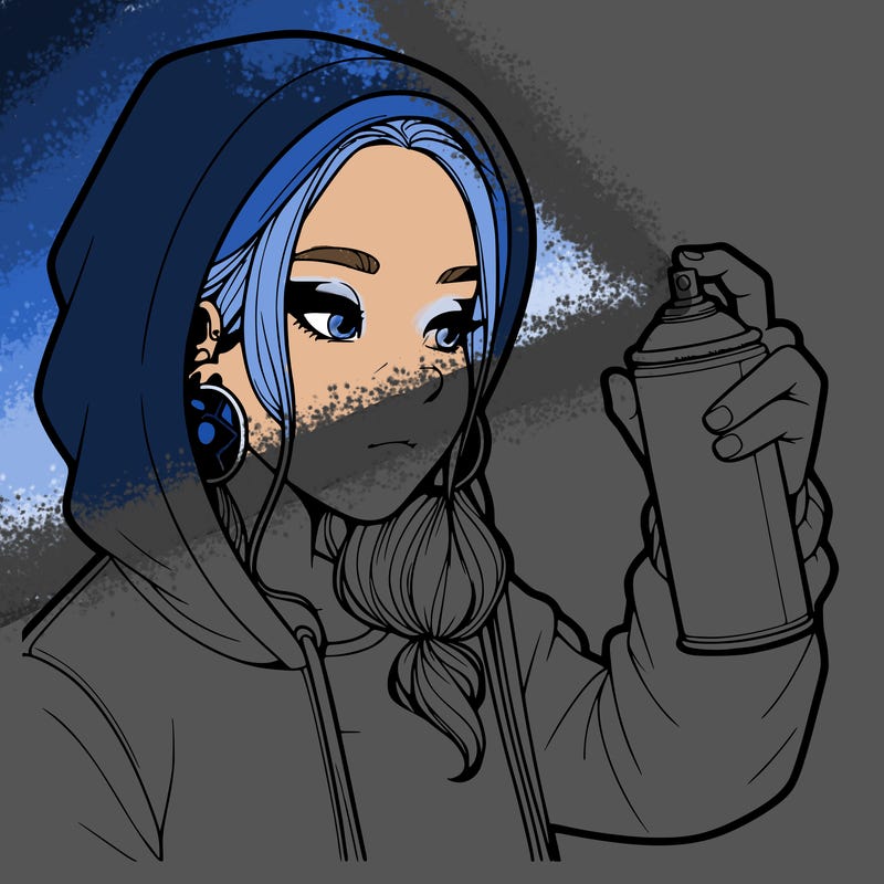 a realistic girl, spray painting