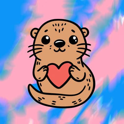 otter with a heart