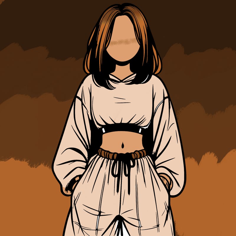 realistic girl faceless with baggy pants and a crop top