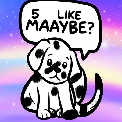 a puppy that says 5 like maybe