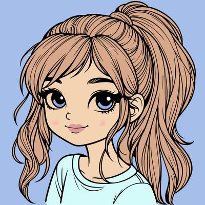 realistic girl with ponytail