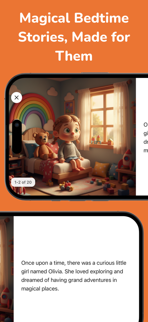 Kids Story Books - KidTeller - 맞춤 삽화와 어린이를 위한 텍스트가 포함된 KidTeller 앱의 맞춤 동화 페이지