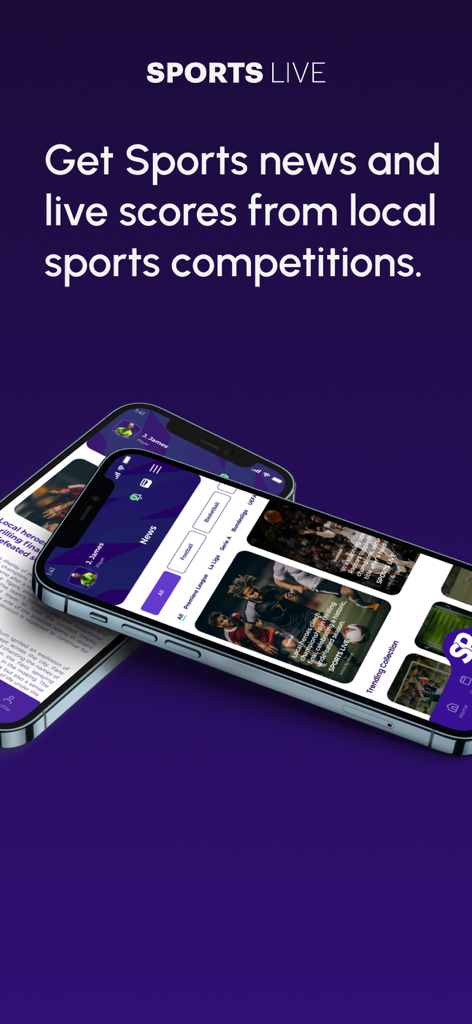 SportsPassport - SportsPassport app interface showing local sports news and live scores on two iPhones