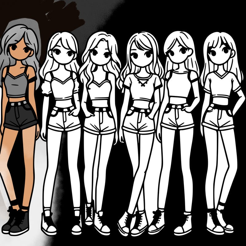 a group of girls wearing crop tops and shorts