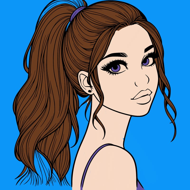 realistic pretty girl with high pony tail