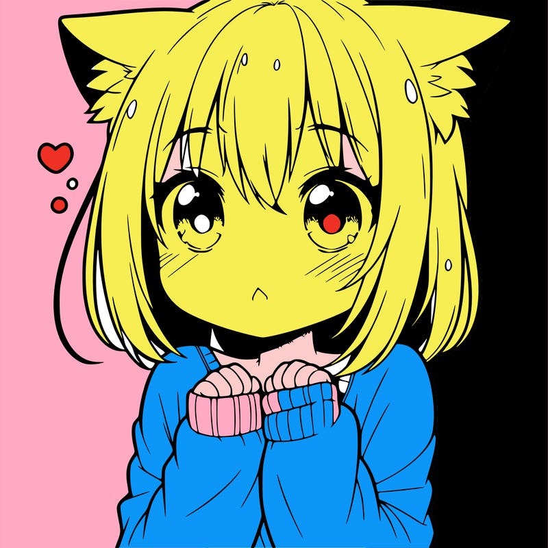 shy anime catgirl