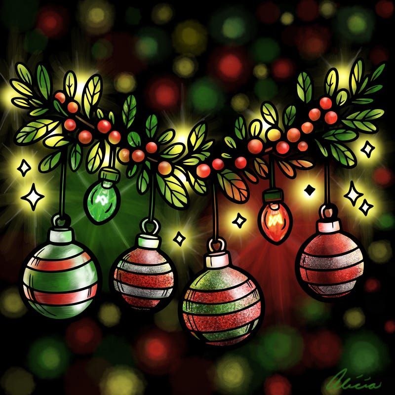 christmas garland with big bulbs