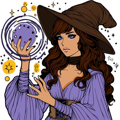 realistic women sorcerer using magic