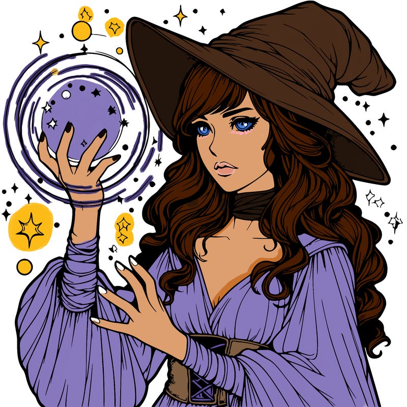 realistic women sorcerer using magic