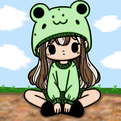 a girl wearing a frog hat and some frog socks