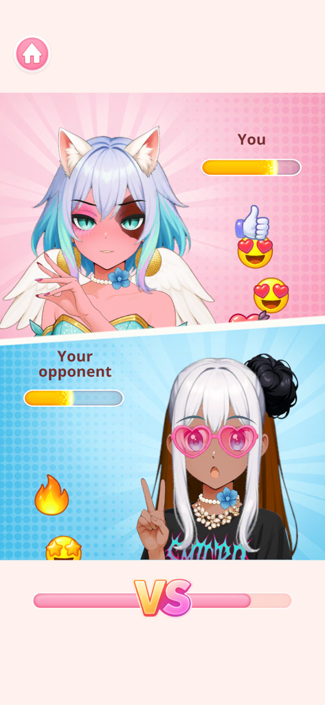 Two custom anime avatars competing in a style battle.