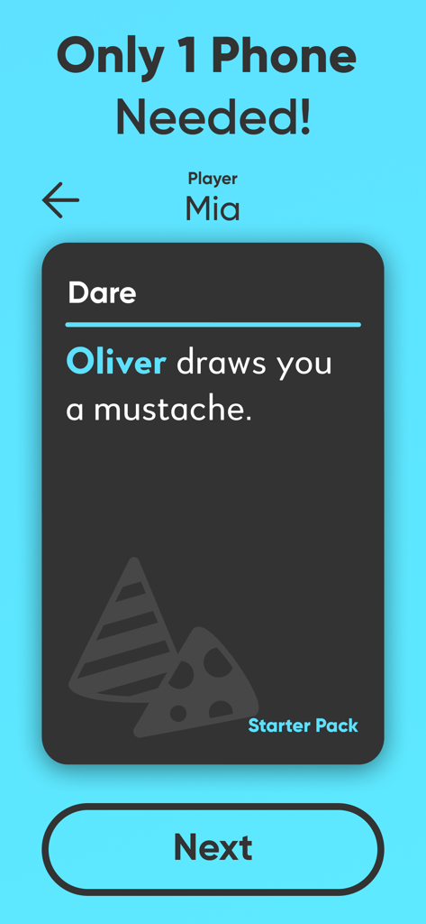 Truth Or Drink Dirty Questions - Écran de carte défi de l'application Action ou Vérité montrant un défi pour un jeu de société