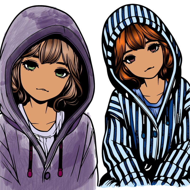 realistic girl in a pyjama hoodie