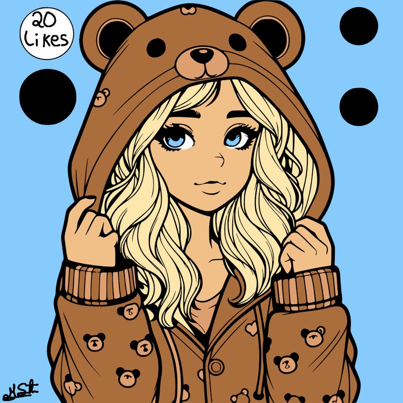 realistic girl in a animal pjs hoodie