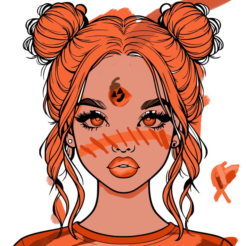 realistic girl with two buns in hair and lips