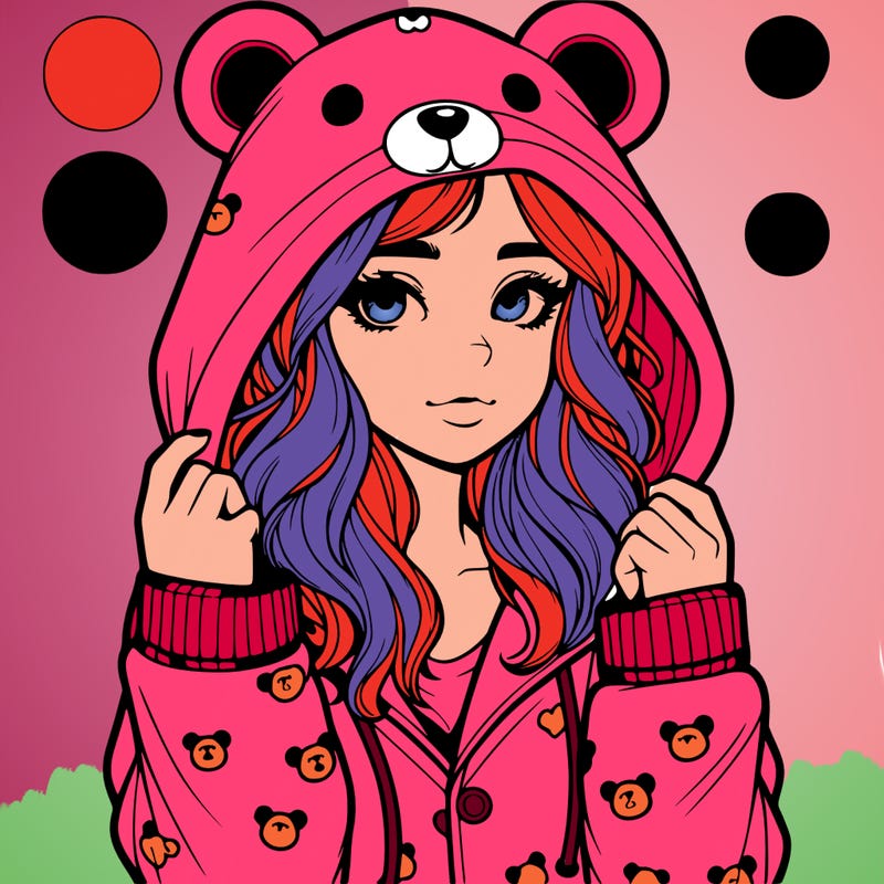 realistic girl in a animal pjs hoodie