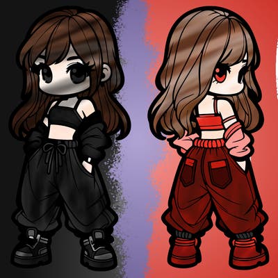 girl in crop top and baggy pants