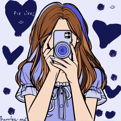 a realistic girl holding her phone taking pictures