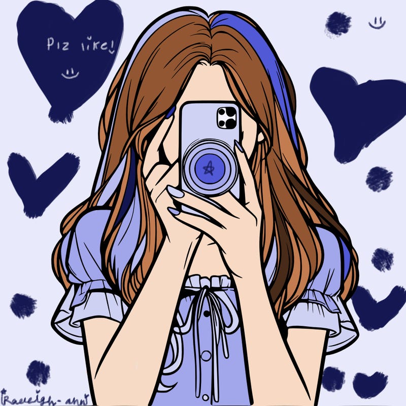 a realistic girl holding her phone taking pictures