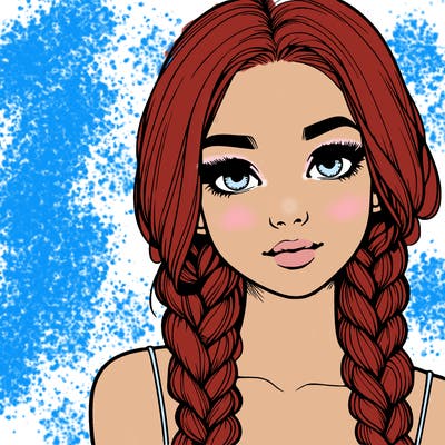 realistic girl with braids