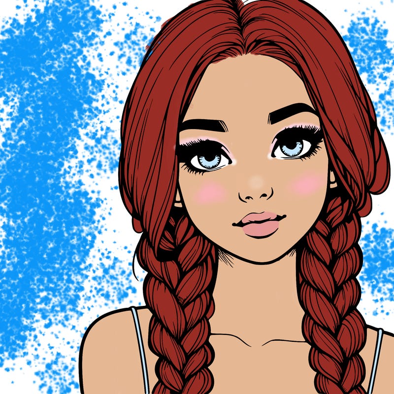 realistic girl with braids