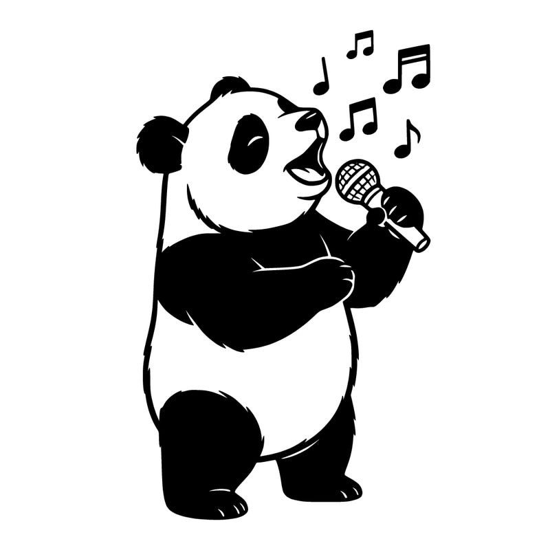 a panda bear singing