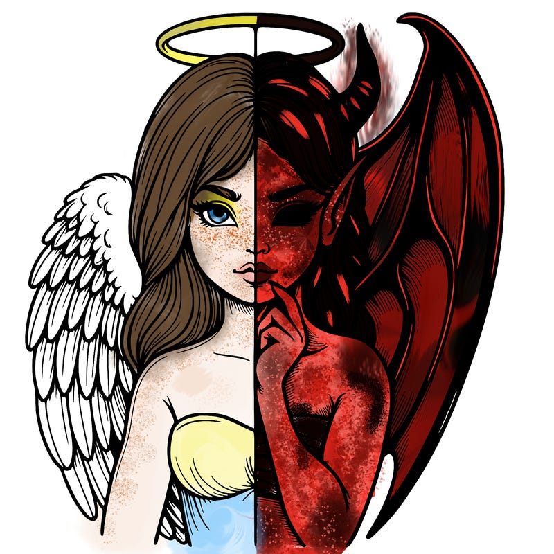 realistic angel half demon