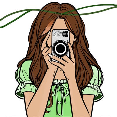 a realistic girl holding her phone taking pictures